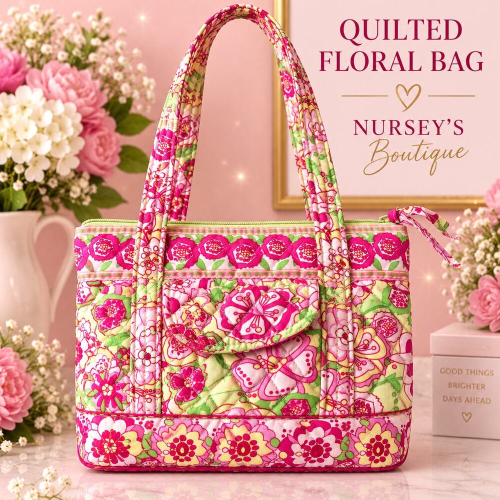 UNBRANDED PINK PANSY-STYLE QUILTED SHOULDER BAG Y2K Cottagecore